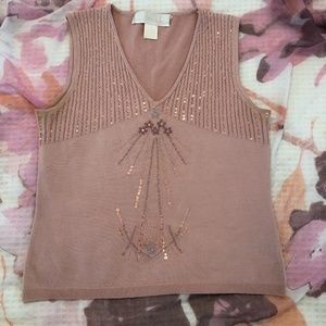 Nicole Miller  Silk pink sweater with sequins